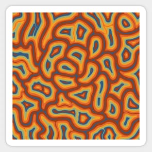 Groovy 70s Abstract Retro Liquid Marble Swirls, Orange Yellow Green Blue Sticker